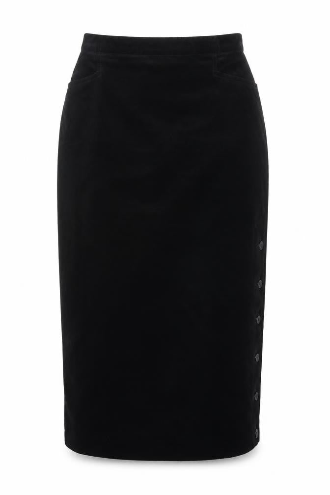Carr Jones Womens Black Cotton Straight & Pencil Skirt Size 14 Zip - Vintage