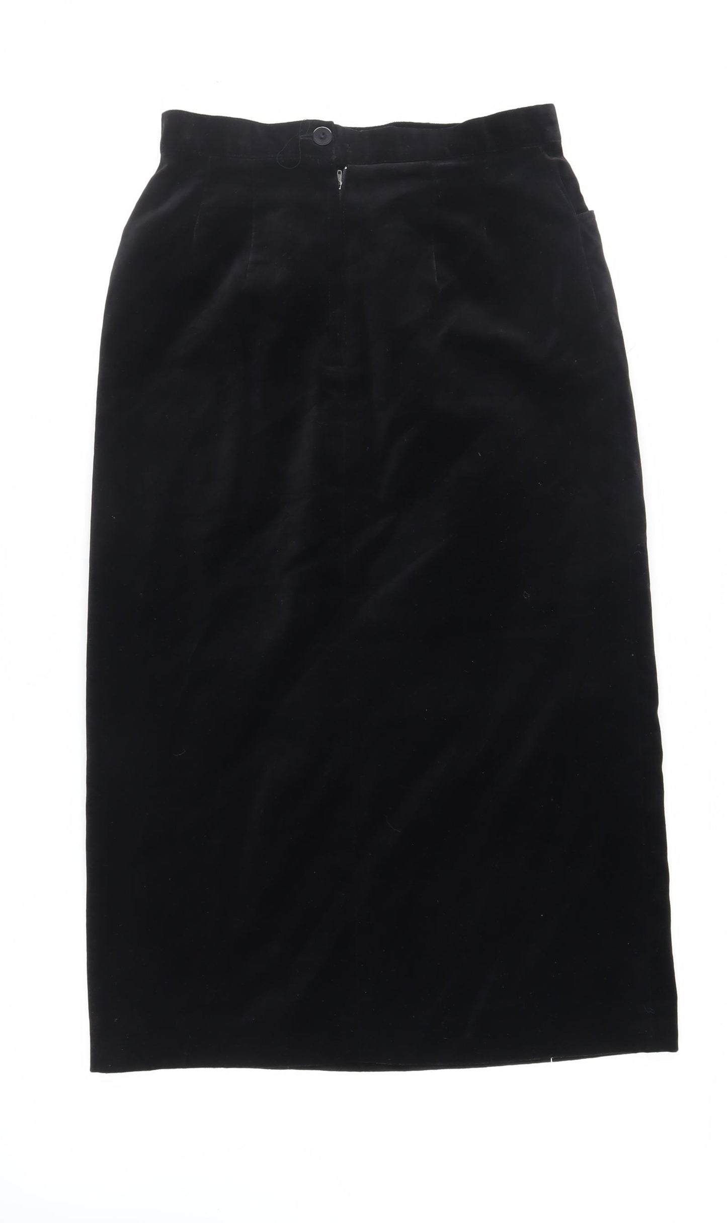 Carr Jones Womens Black Cotton Straight & Pencil Skirt Size 14 Zip - Vintage