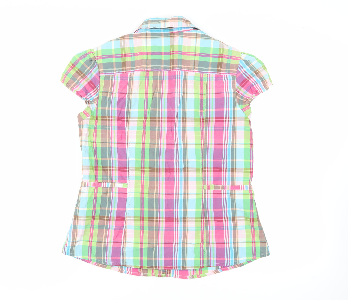 NEXT Womens Multicoloured Plaid Cotton Basic Button-Up Size 16 Collared