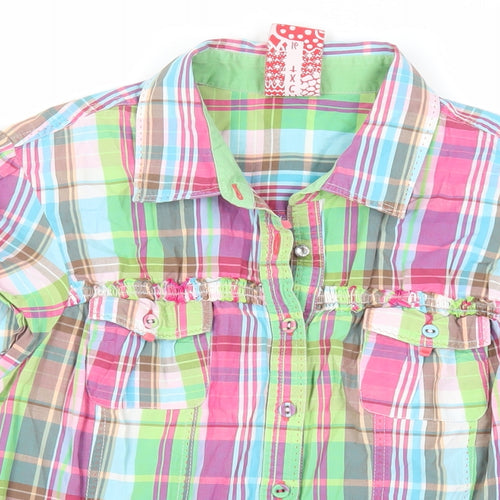 NEXT Womens Multicoloured Plaid Cotton Basic Button-Up Size 16 Collared