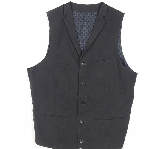 ASOS Mens Grey Polyester Jacket Suit Waistcoat Size 38 Regular