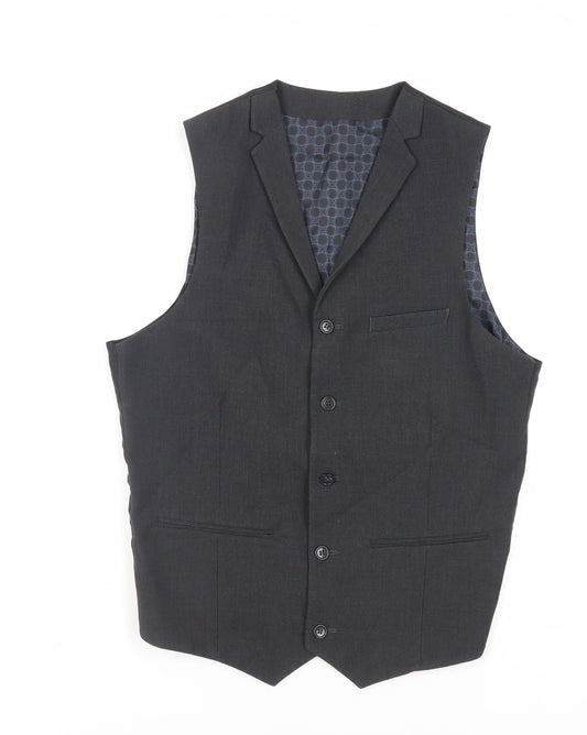 ASOS Mens Grey Polyester Jacket Suit Waistcoat Size 38 Regular