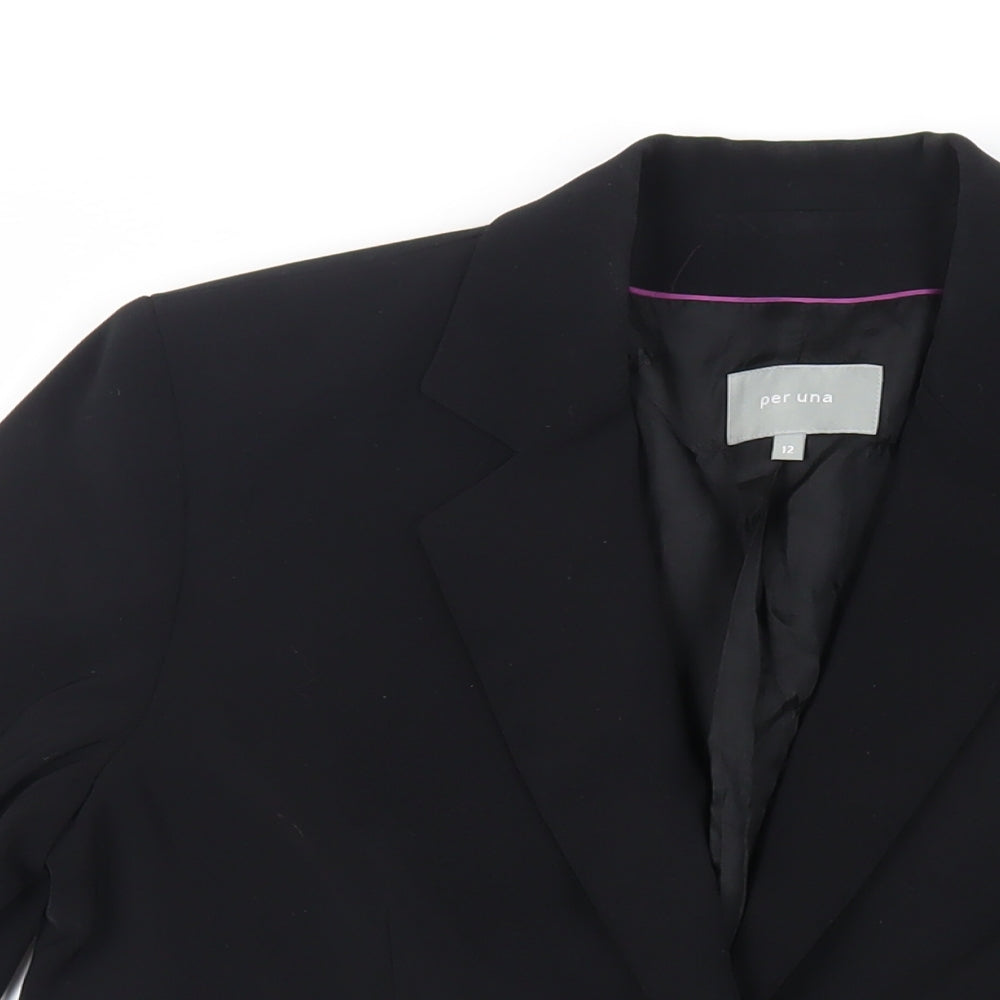 Per Una Womens Black Jacket Blazer Size 12 Button