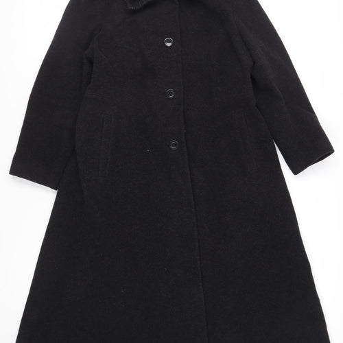 NuAge Womens Black Overcoat Coat Size 16 Button - Faux Fur Collar