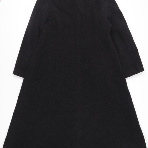 NuAge Womens Black Overcoat Coat Size 16 Button - Faux Fur Collar