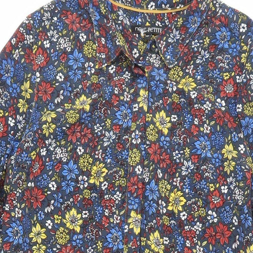 NEXT Womens Blue Floral Polyester Shirt Dress Size 12 Collared Button - Adjustable Waist