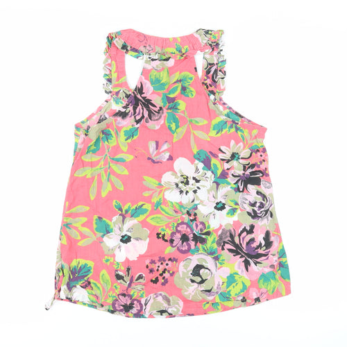 NEXT Womens Pink Floral Cotton Basic Tank Size 10 V-Neck - Sequin