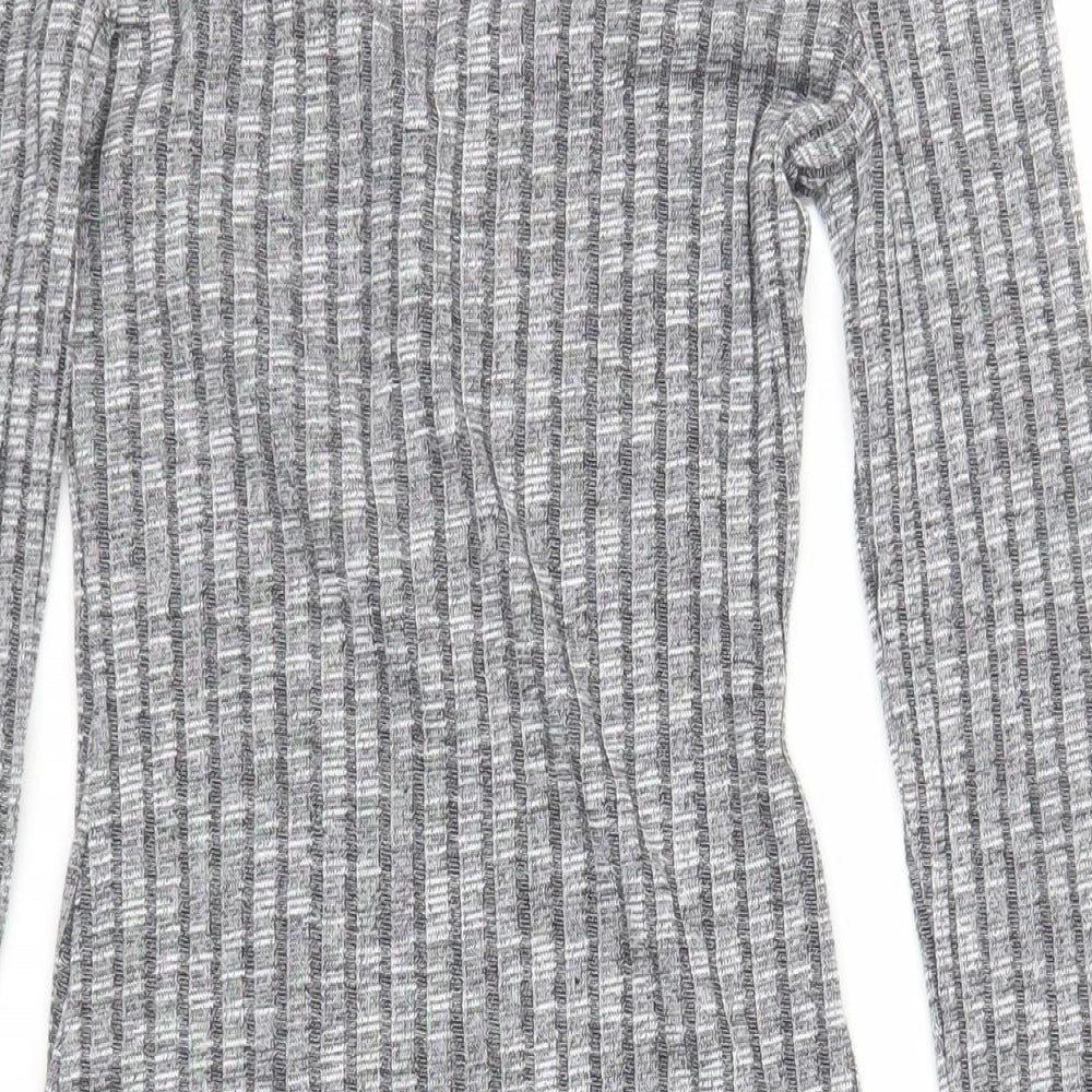 ASOS Womens Grey Polyester Jumper Dress Size 8 V-Neck Button - Ribbed