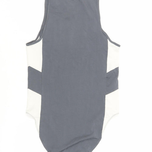 ASOS Womens Grey Colourblock Cotton Bodysuit One-Piece Size M Snap