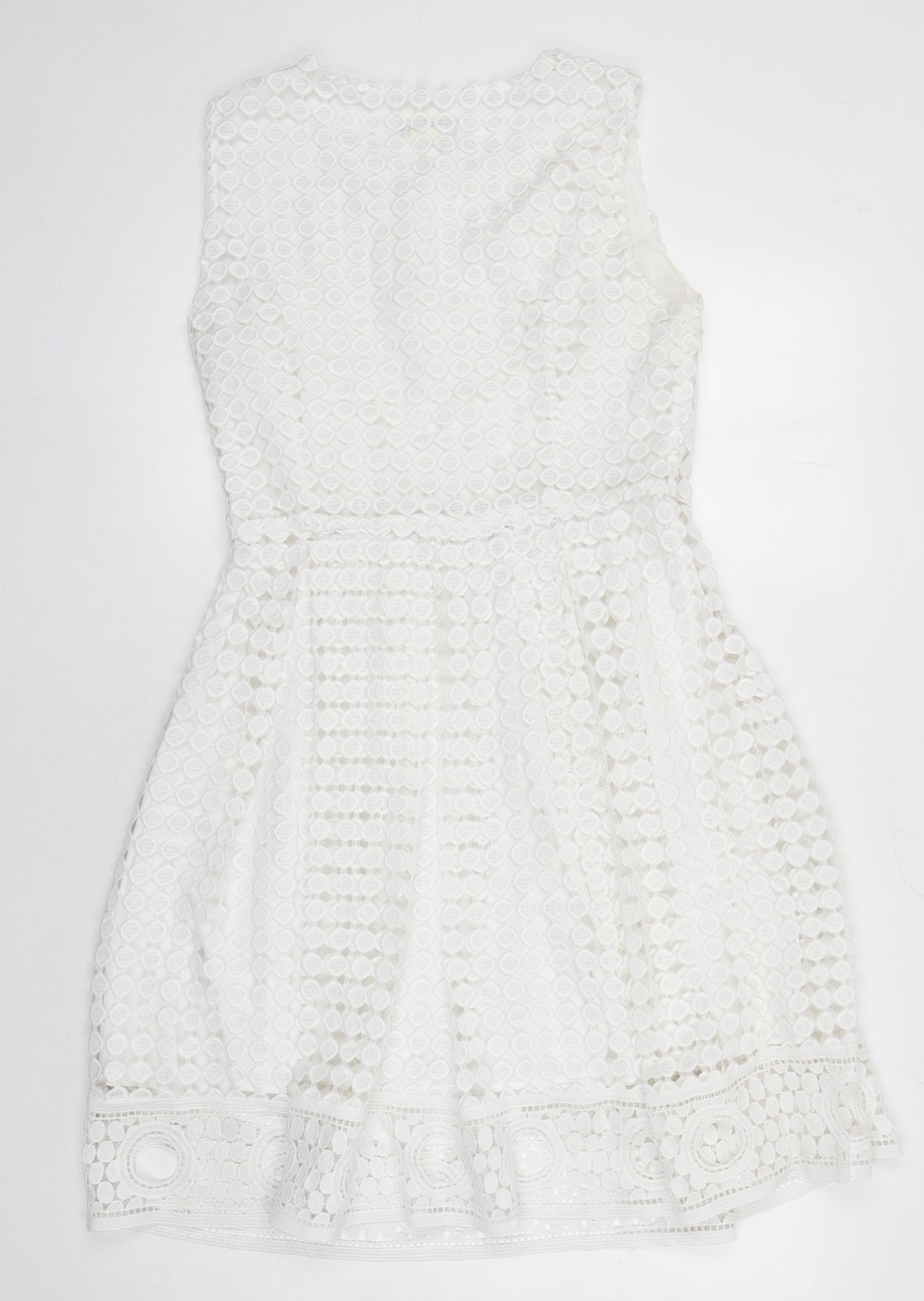 Voluez Vous Womens White Polyester A-Line Size M Round Neck