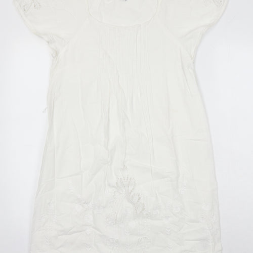 French Connection Womens White 100% Cotton Shift Size 8 Round Neck
