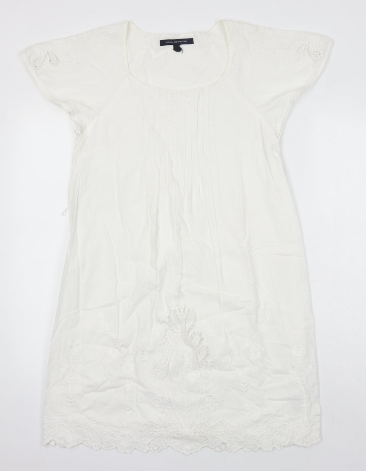 French Connection Womens White 100% Cotton Shift Size 8 Round Neck