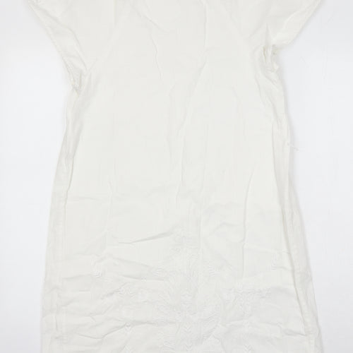 French Connection Womens White 100% Cotton Shift Size 8 Round Neck