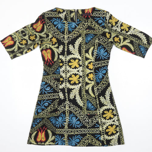 Tenki Womens Multicoloured Geometric Polyester Shift Size 12 Boat Neck