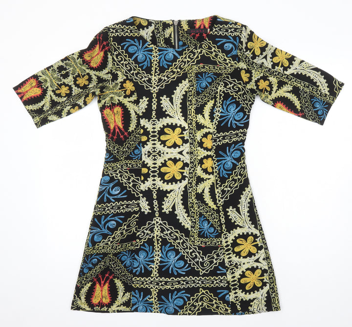 Tenki Womens Multicoloured Geometric Polyester Shift Size 12 Boat Neck