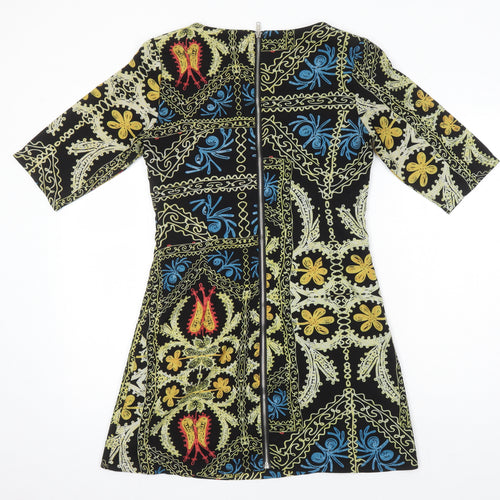 Tenki Womens Multicoloured Geometric Polyester Shift Size 12 Boat Neck
