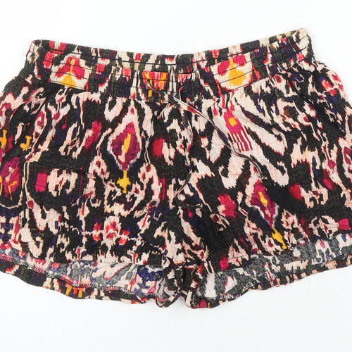 ANNA Womens Multicoloured Geometric Viscose Blend Basic Shorts Size S Regular