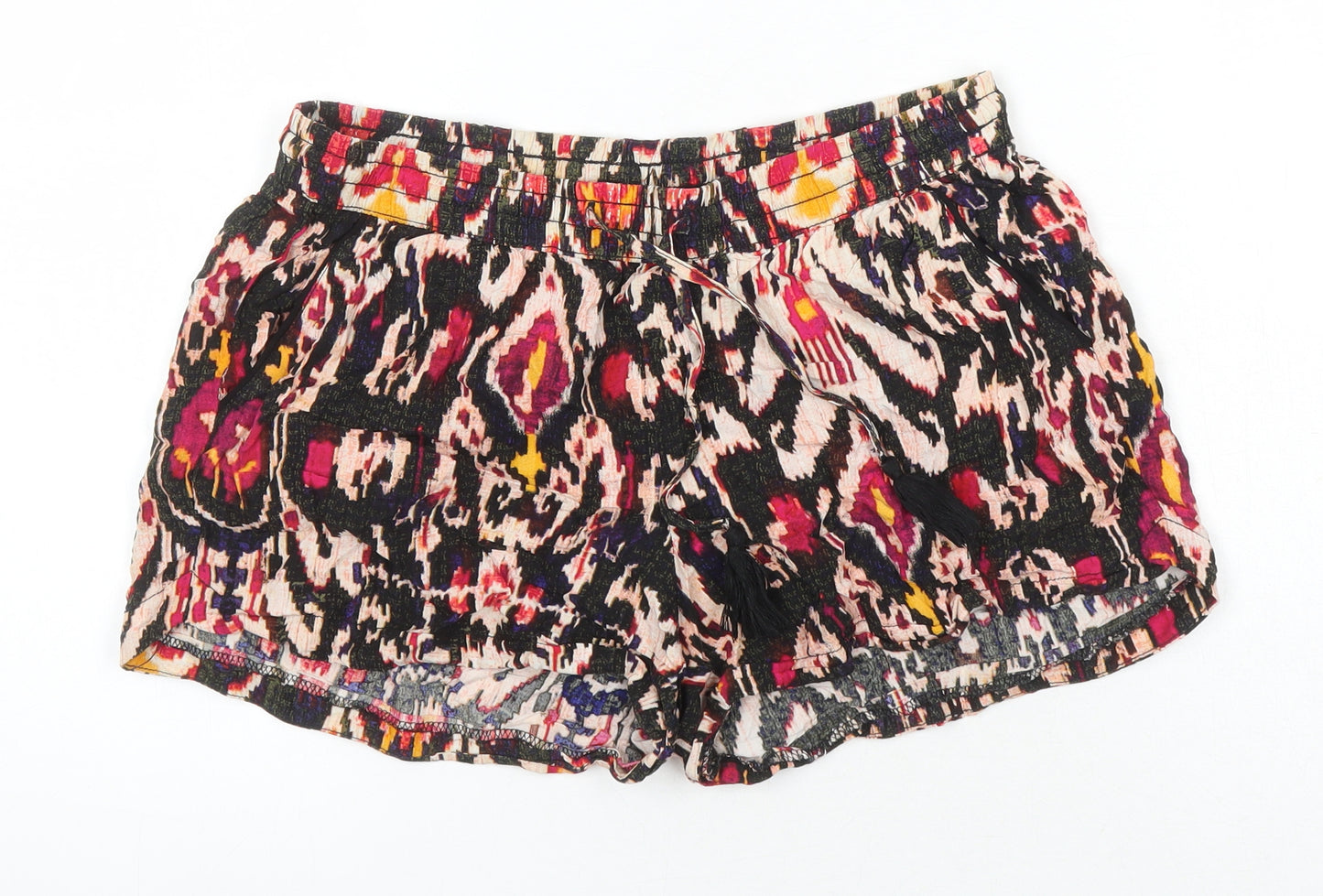 ANNA Womens Multicoloured Geometric Viscose Blend Basic Shorts Size S Regular