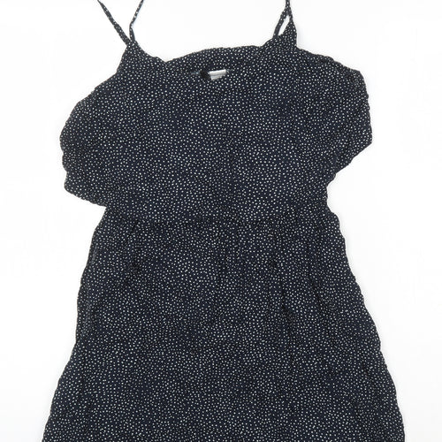 H&M Womens Blue Plaid Trivinyl Mini Size 12 V-Neck