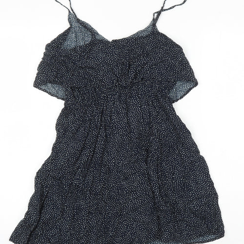 H&M Womens Blue Plaid Trivinyl Mini Size 12 V-Neck