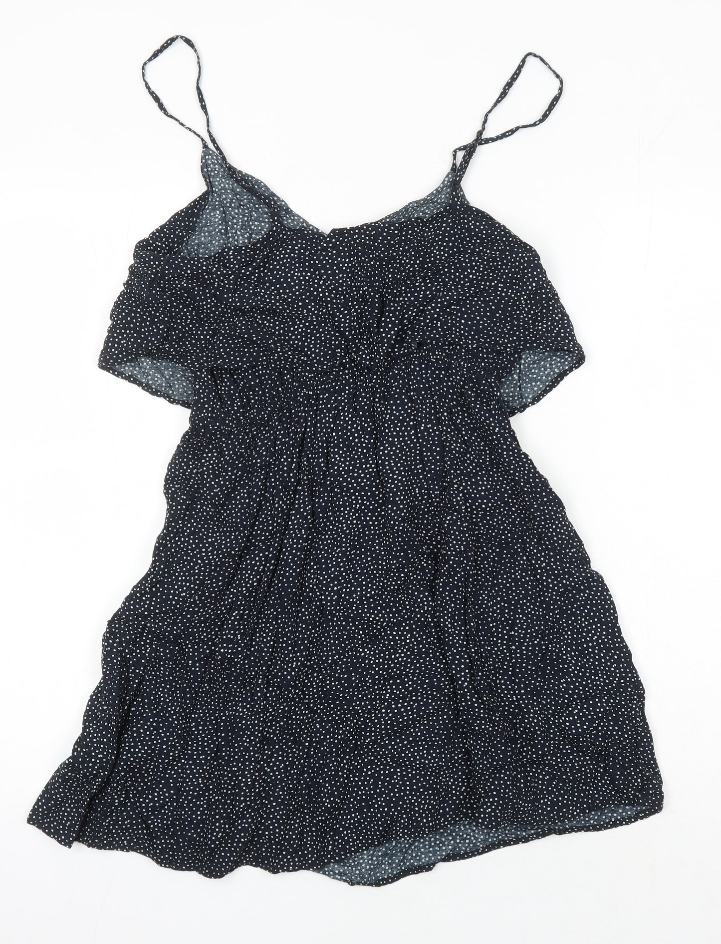 H&M Womens Blue Plaid Trivinyl Mini Size 12 V-Neck