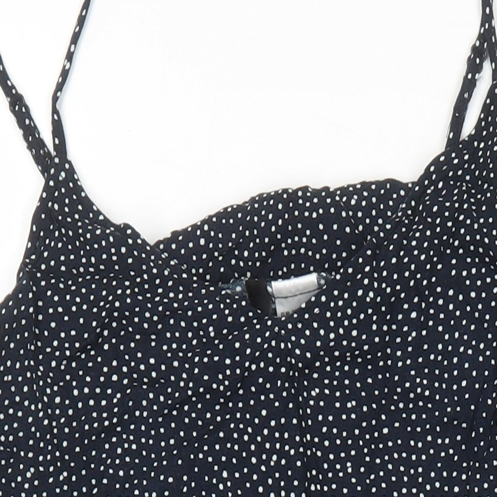 H&M Womens Blue Plaid Trivinyl Mini Size 12 V-Neck