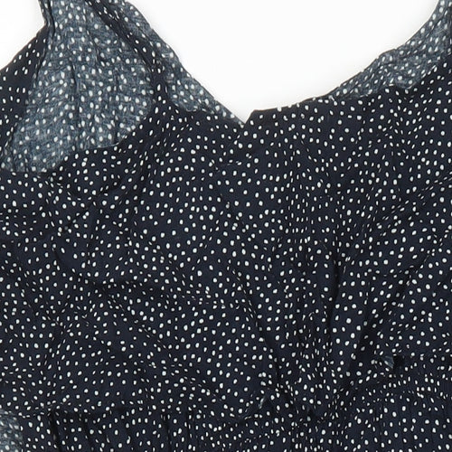 H&M Womens Blue Plaid Trivinyl Mini Size 12 V-Neck