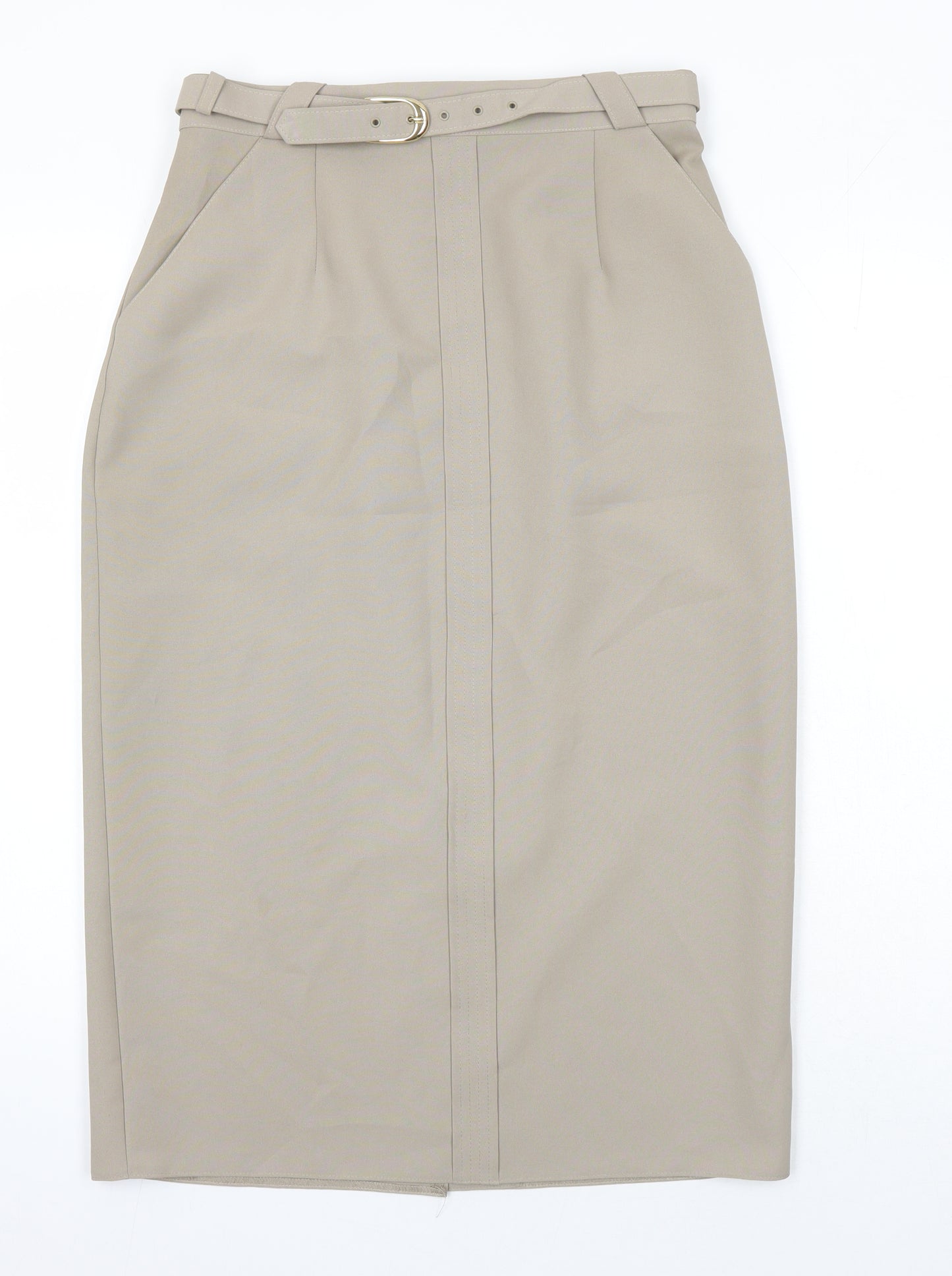 St Michael Womens Beige Herringbone Polyester Straight & Pencil Skirt Size 14