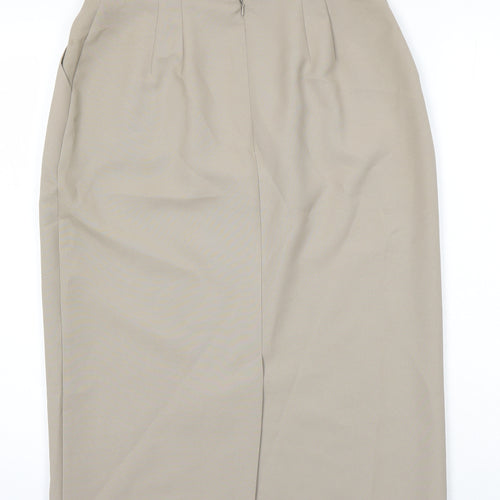 St Michael Womens Beige Herringbone Polyester Straight & Pencil Skirt Size 14
