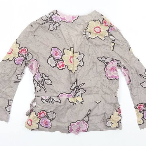 Great Plains Womens Multicoloured Floral 100% Cotton Kimono Blouse Size L V-Neck