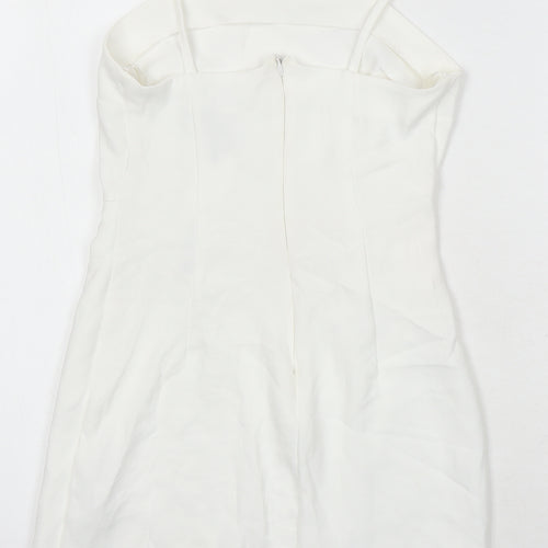 Zara Womens White Polyester Mini Size XS Square Neck