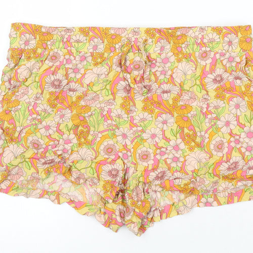 Monkl Womens Multicoloured Floral Viscose Basic Shorts Size L Regular - Elasticated Waist