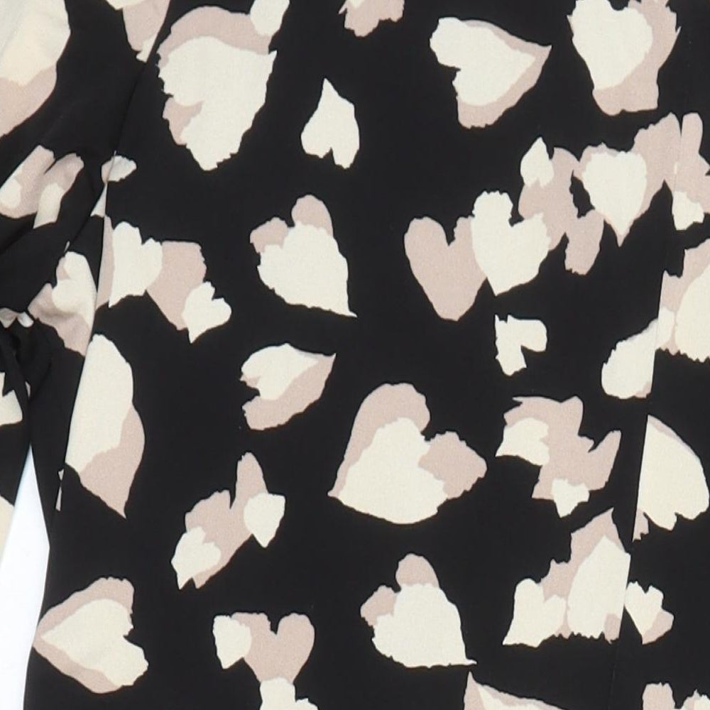 Wallis Womens Ivory Geometric Polyester A-Line Size 16 Round Neck