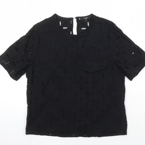 NEXT Womens Black 100% Cotton Tunic Blouse Size 8 Roll Neck