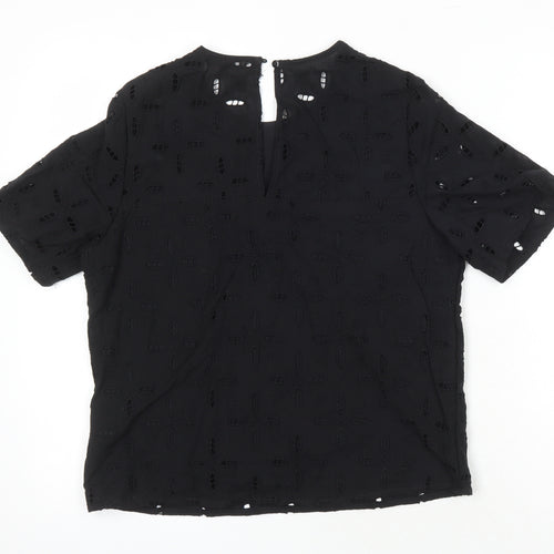 NEXT Womens Black 100% Cotton Tunic Blouse Size 8 Roll Neck