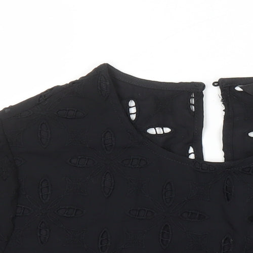 NEXT Womens Black 100% Cotton Tunic Blouse Size 8 Roll Neck