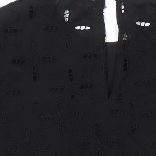 NEXT Womens Black 100% Cotton Tunic Blouse Size 8 Roll Neck