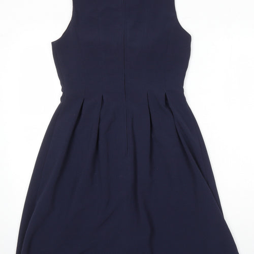 H&M Womens Blue Polyester A-Line Size 10 Boat Neck