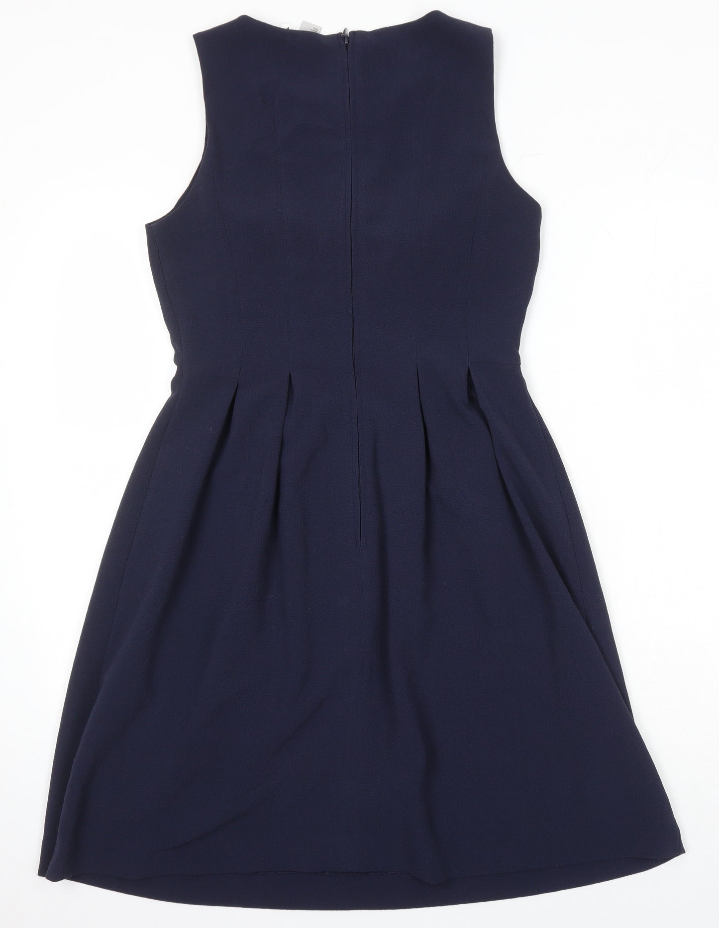 H&M Womens Blue Polyester A-Line Size 10 Boat Neck
