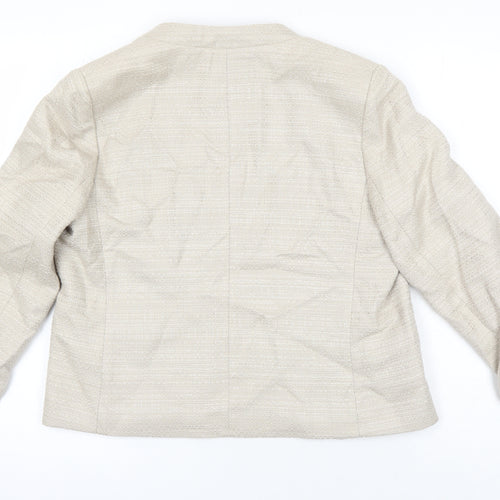 BM Collection Womens Beige Herringbone Jacket Blazer Size 10