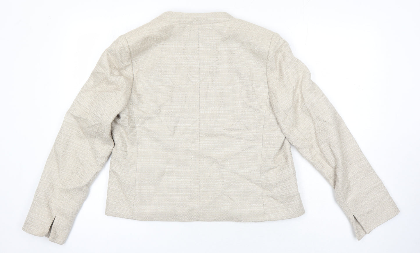 BM Collection Womens Beige Herringbone Jacket Blazer Size 10