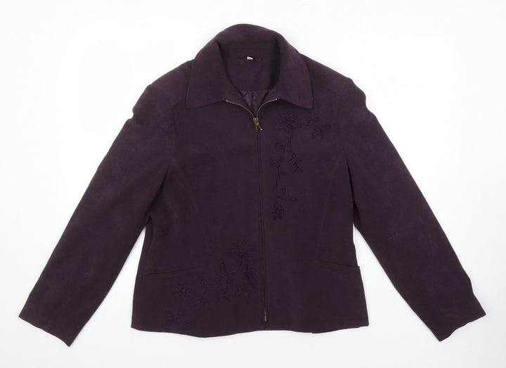 EWM Womens Purple Jacket Size 14 - Embroidered Detail