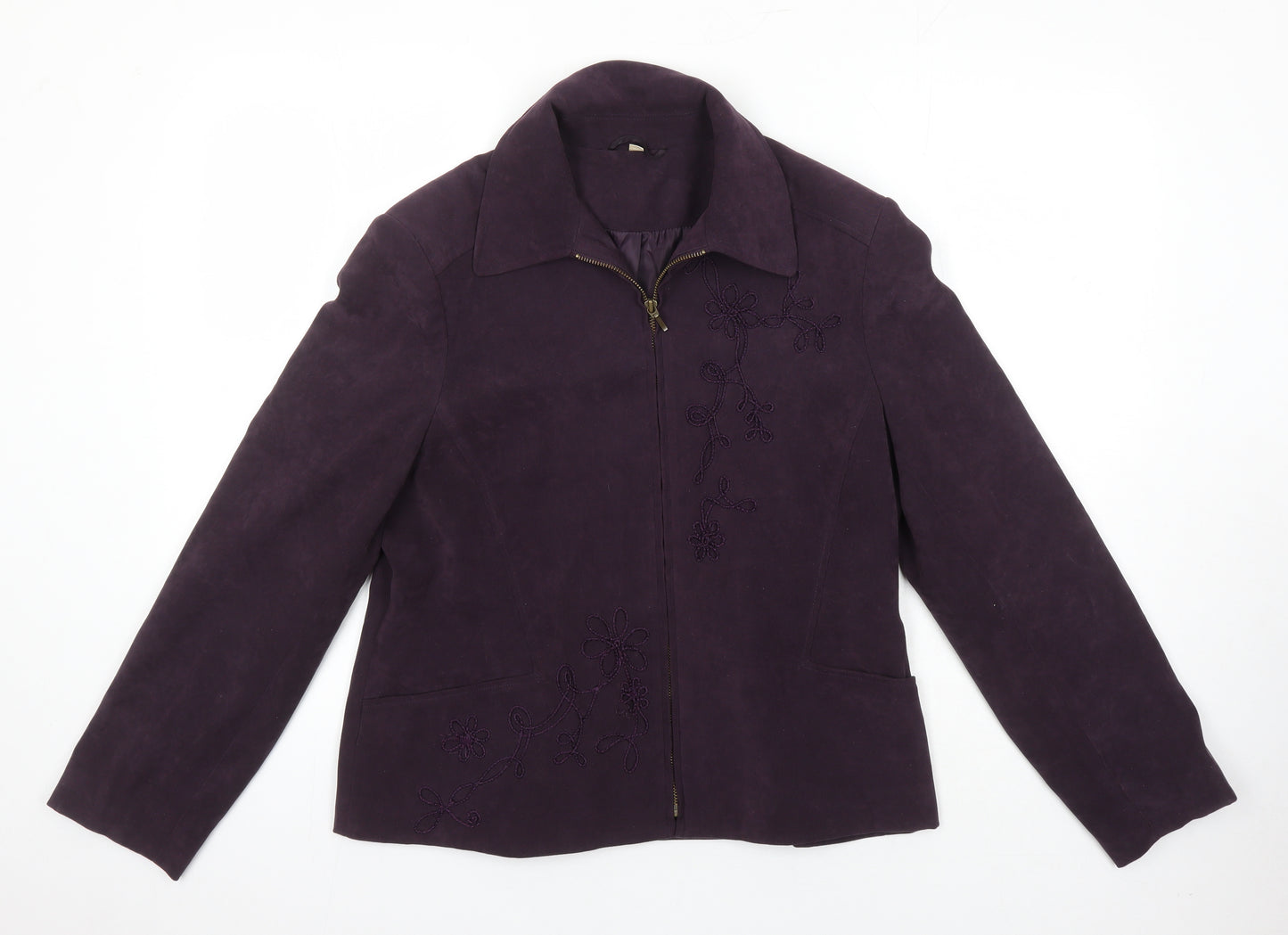 EWM Womens Purple Jacket Size 14 - Embroidered Detail