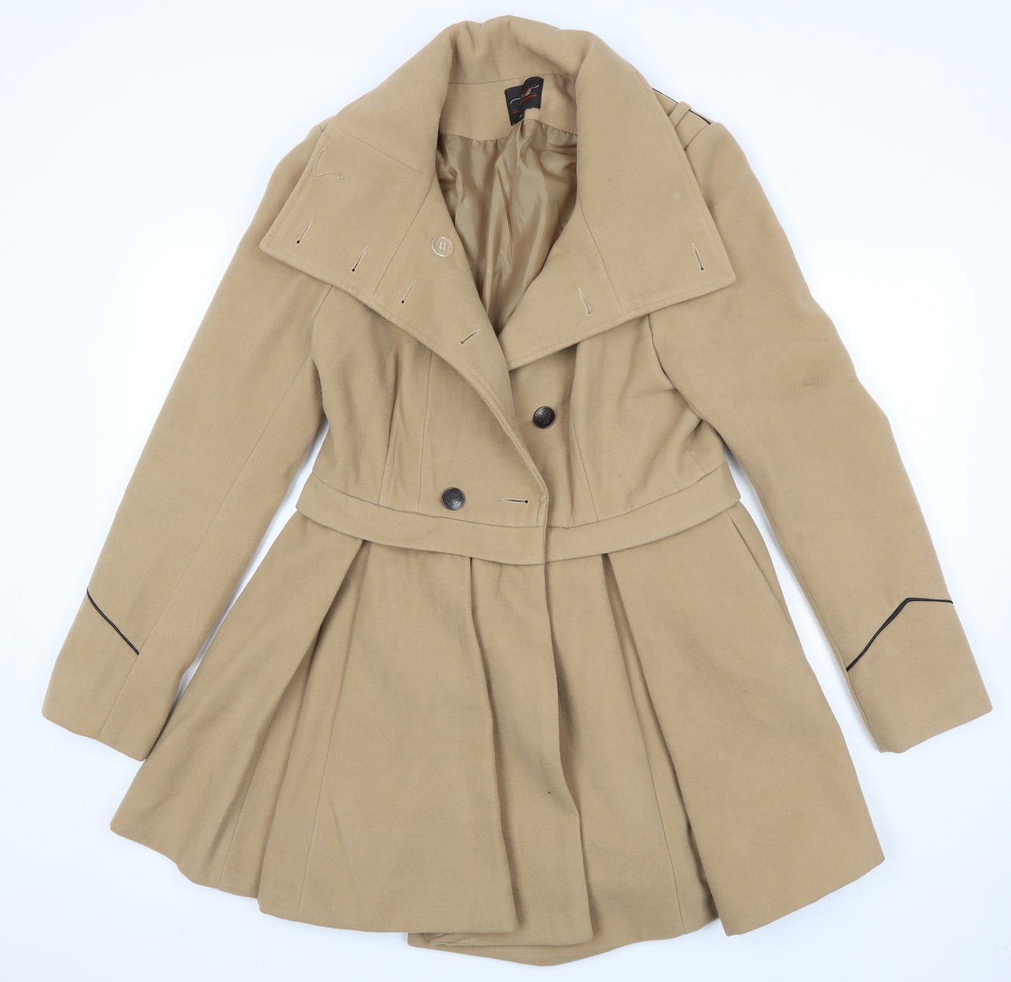 New Look Womens Beige Overcoat Coat Size 14
