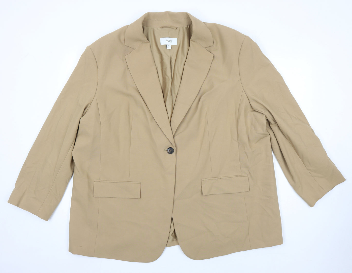 M&S Womens Beige Jacket Blazer Size 24
