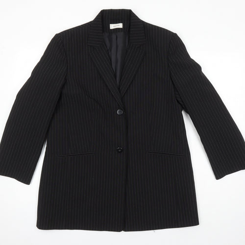 Agenda Womens Black Striped Jacket Blazer Size 16