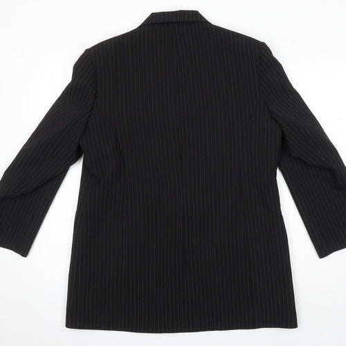 Agenda Womens Black Striped Jacket Blazer Size 16