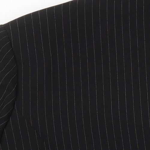 Agenda Womens Black Striped Jacket Blazer Size 16