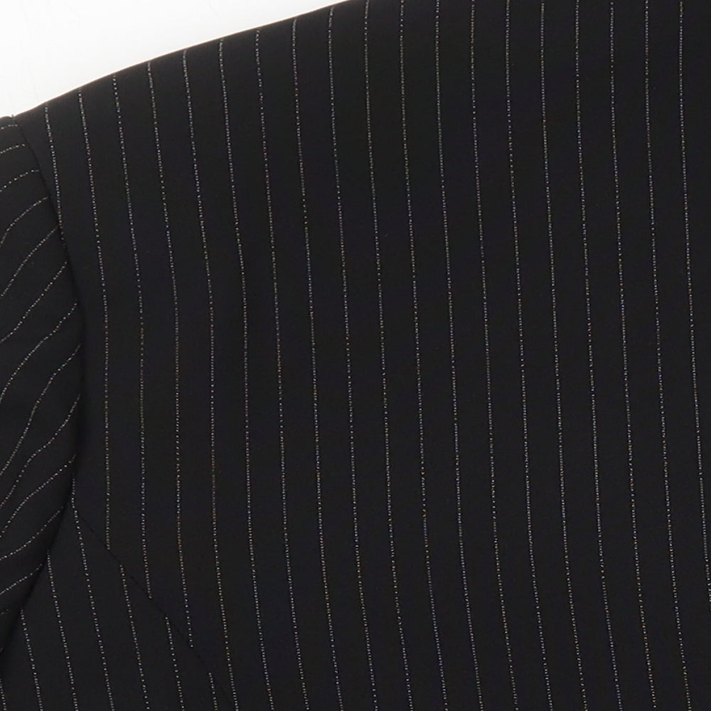 Agenda Womens Black Striped Jacket Blazer Size 16