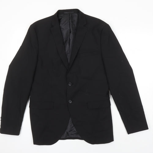 Carreman Mens Black Polyester Jacket Blazer Size 38 Regular